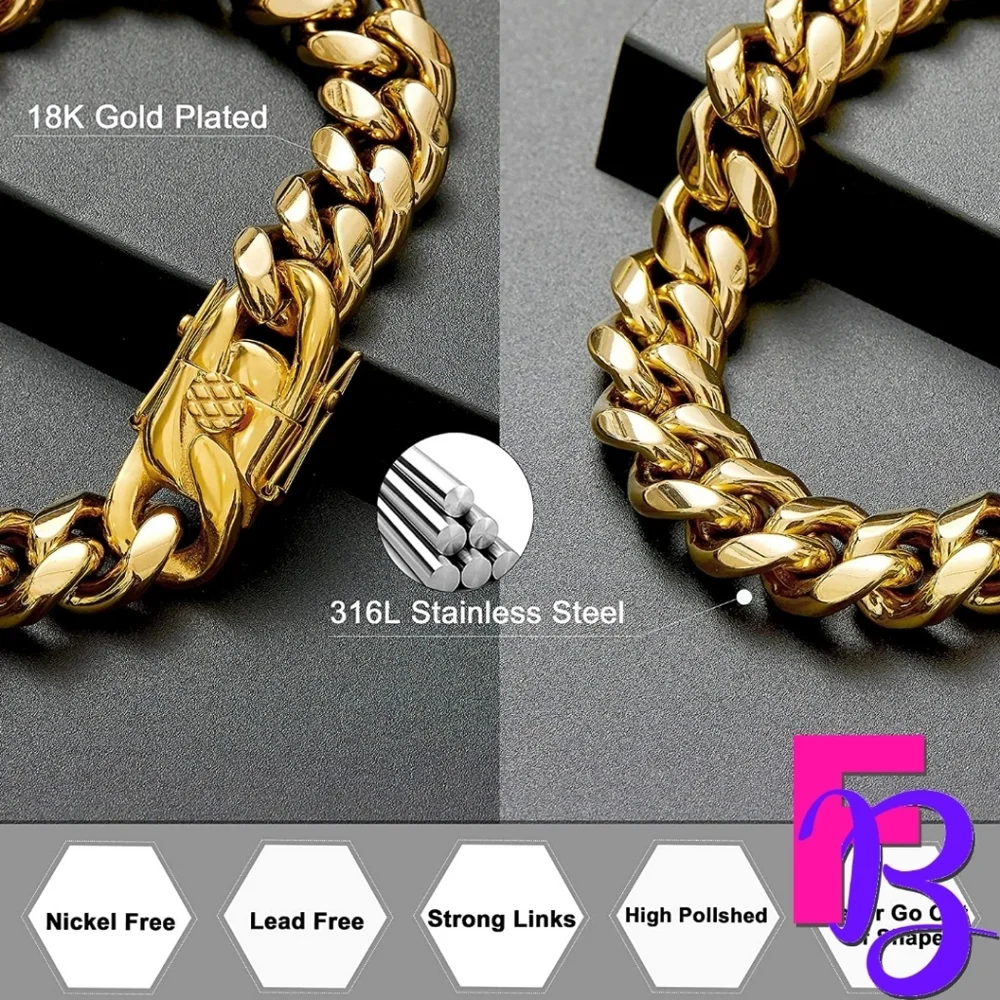 *NEW!* 14MM Heavy 18K Gold Miami Cuban Chain - Picture 6 of 12